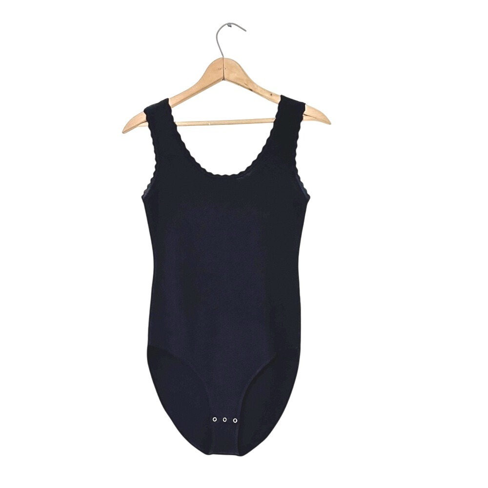 Aqua Scalloped Trim Knit Bodysuit - size medium